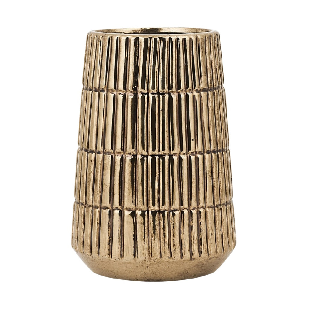 Vase décoratif en métal doré pour embellissement intérieur - 10 x 10 x 15